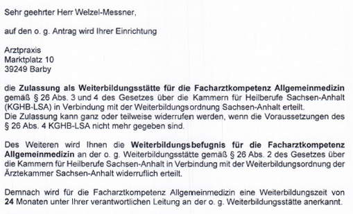 Ausschnitt Anschreiben WB Befugnis